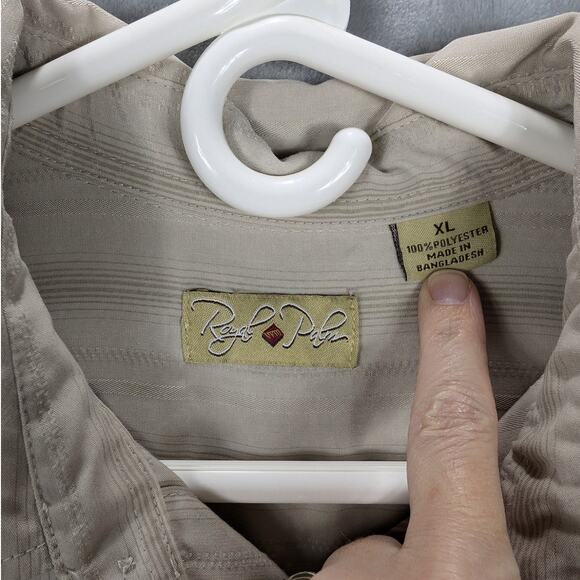 Royal Palm Shirt Mens Extra Large Bowling Cuban Cabana Camp Button Up Retro Vtg - Picture 7 of 7